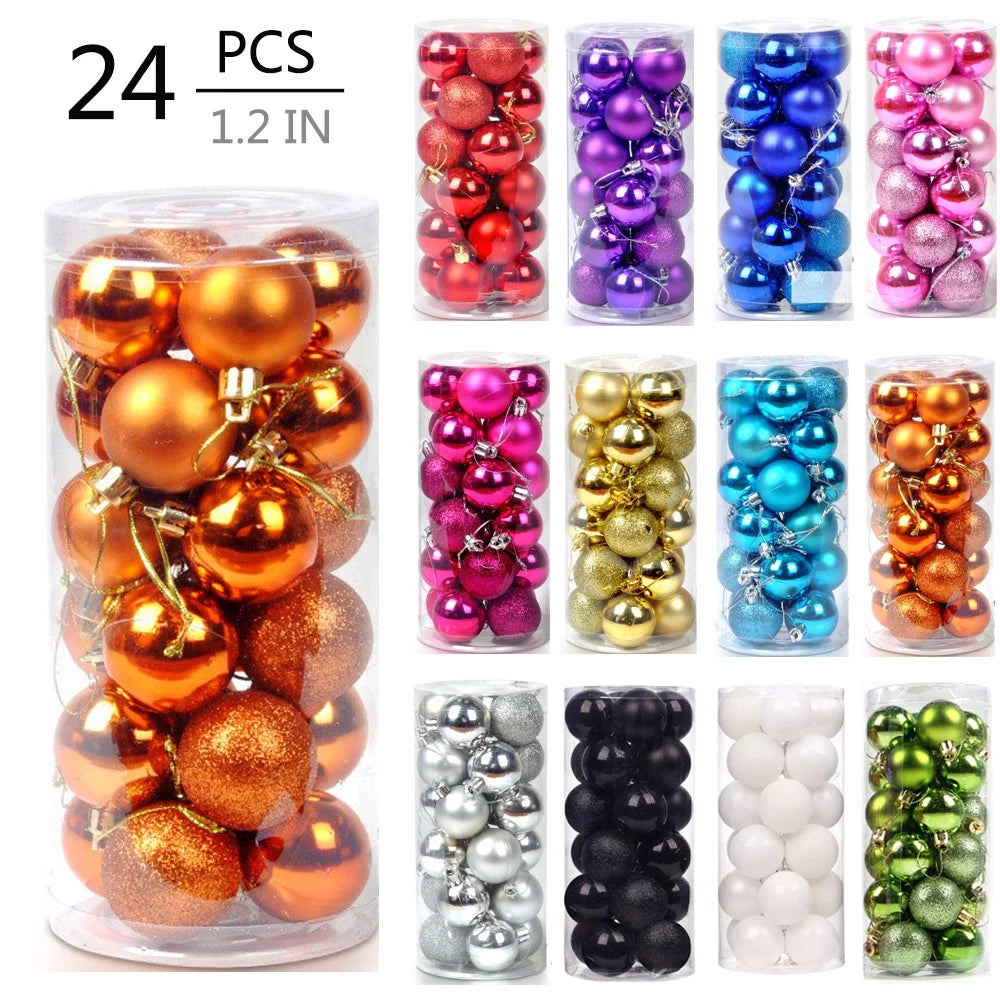 Christmas Gifts on Clearance  1.18" 24Pcs Christmas Balls Ornaments for Xmas Christmas Tree 8 Style Shatterproof Christmas Decorations Hanging Ball on Clearance