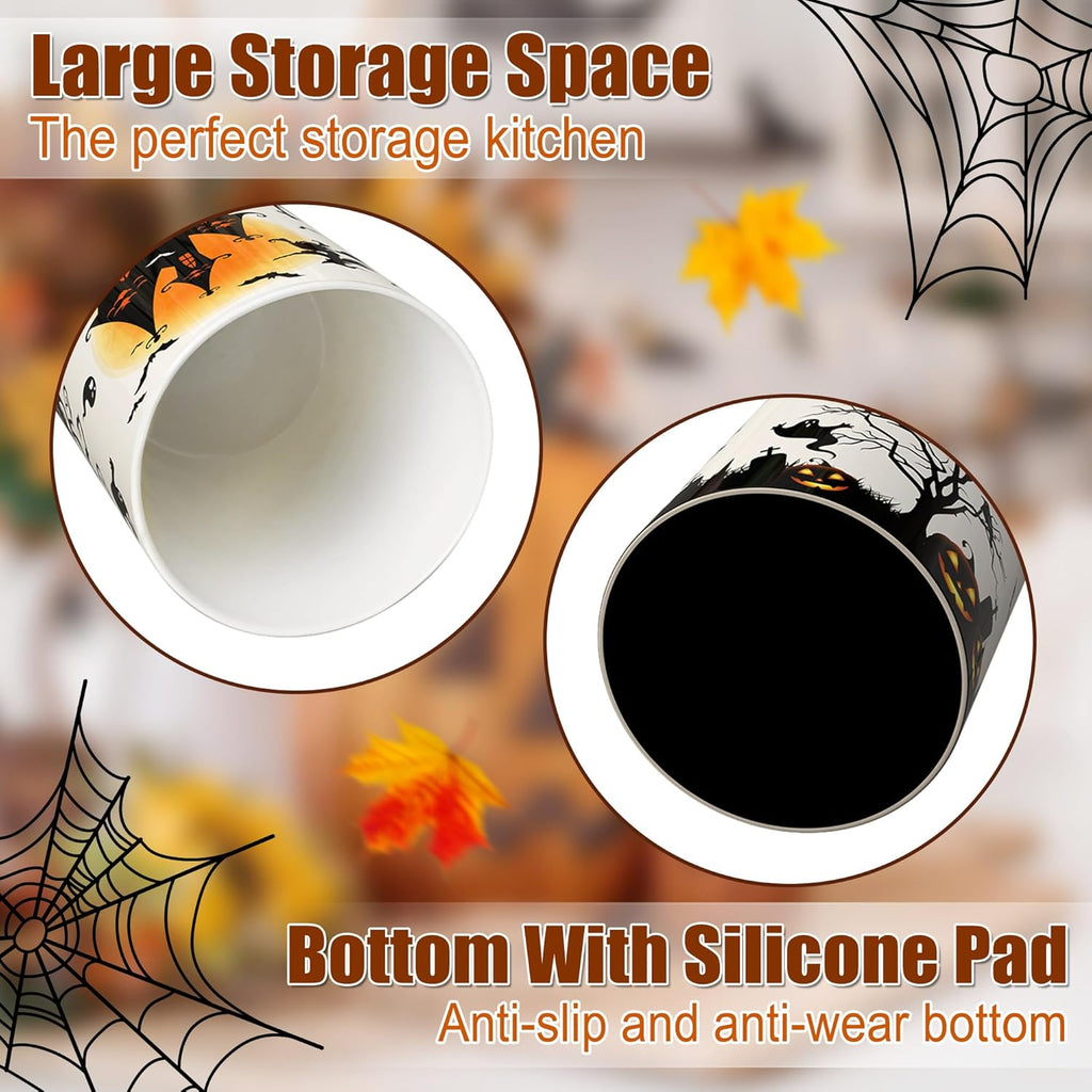 Halloween Kitchen Decor Ceramic Utensil Holder, Cute Halloween Witch Castle Uten