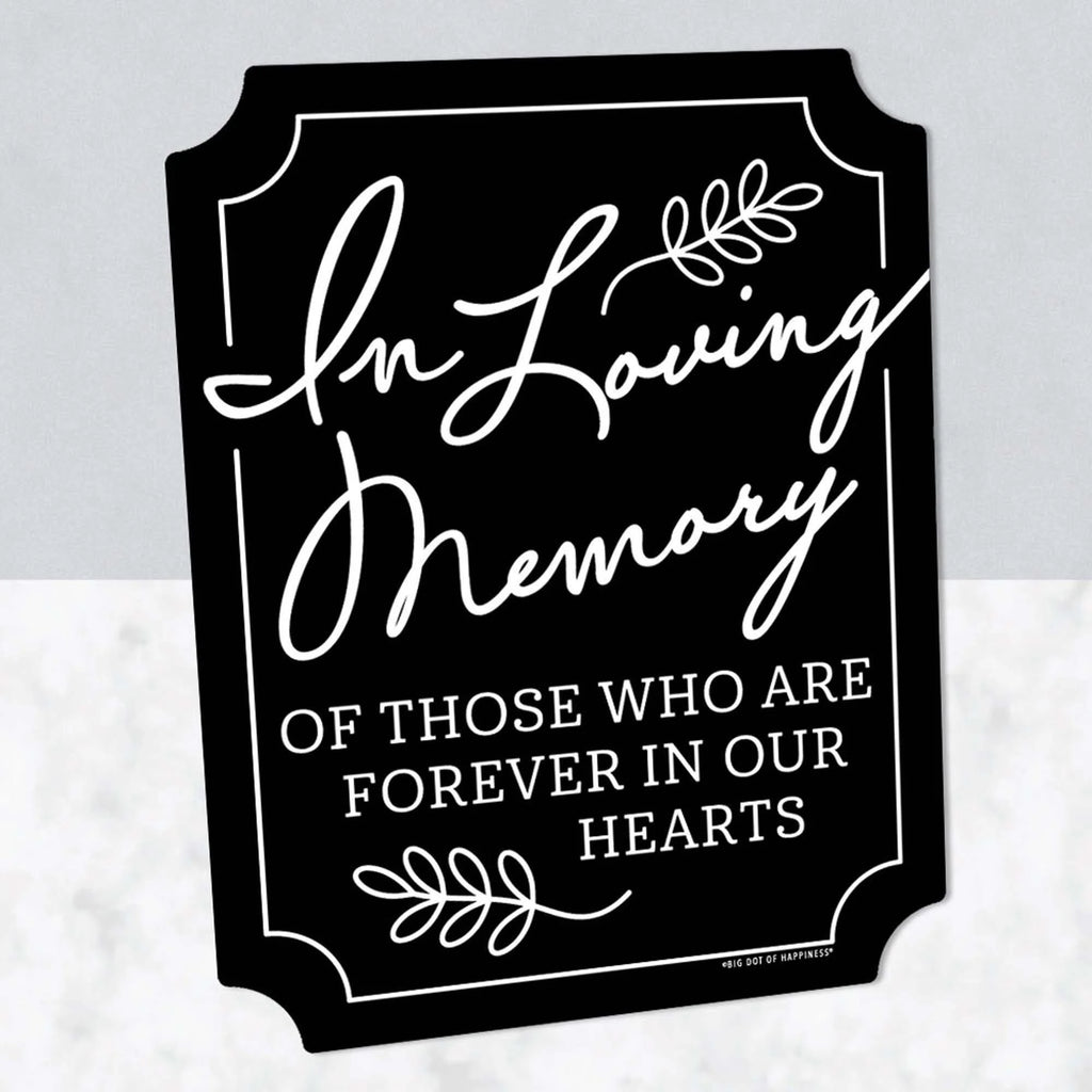Black in Loving Memory Sign - Memorial Wedding Decor - Printed on Sturdy Plastic - 10.5 X 13.75 Inches Sign with Stand - 1 Piece