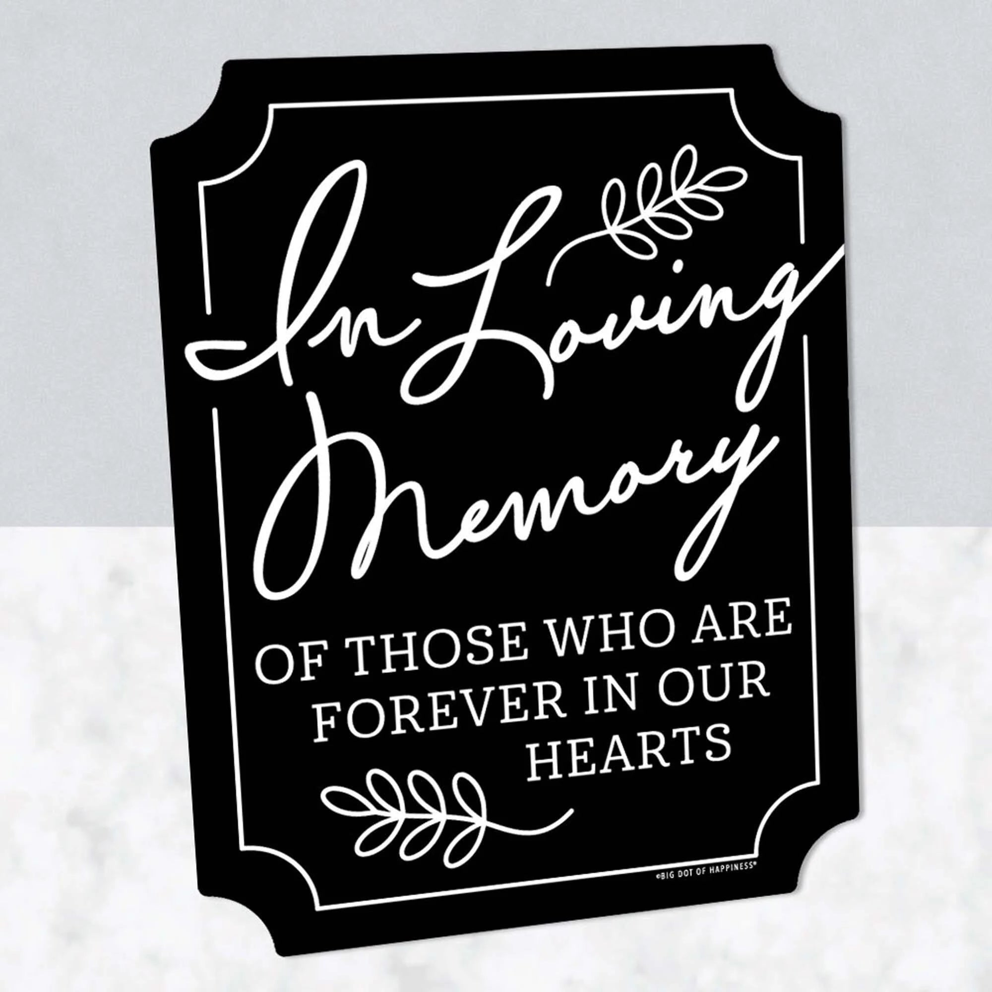 Black in Loving Memory Sign - Memorial Wedding Decor - Printed on Sturdy Plastic - 10.5 X 13.75 Inches Sign with Stand - 1 Piece