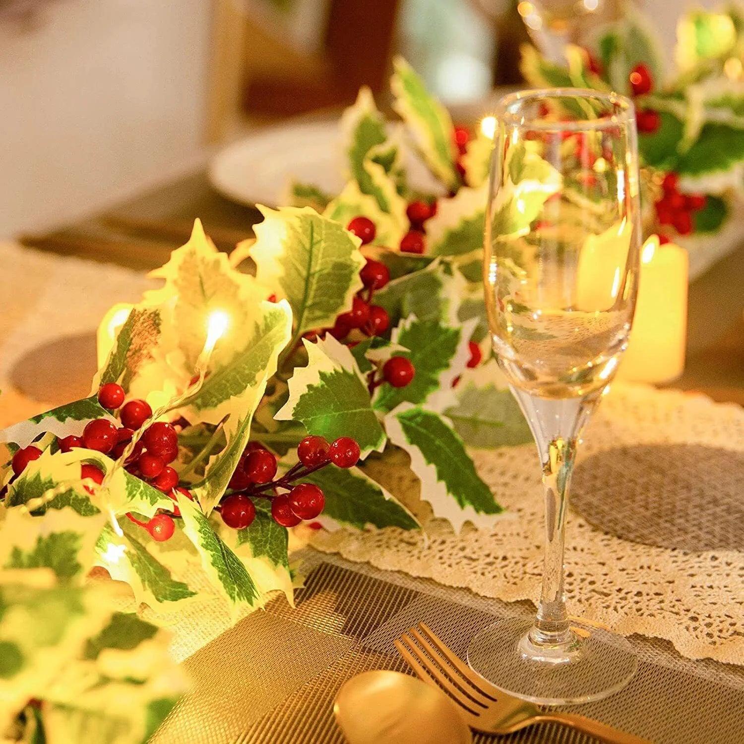 Christmas Garland with Lights Door Wreath Fireplace Christmas Decoration