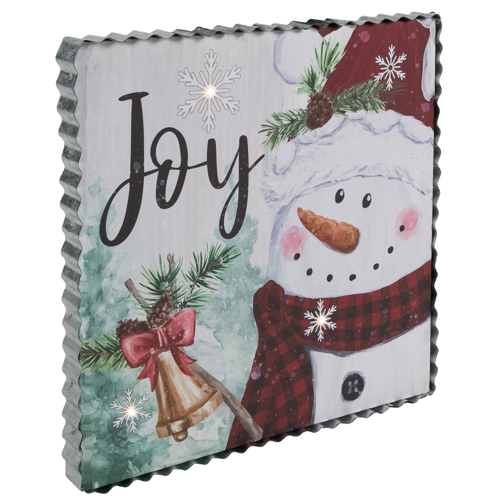 12" LED Lighted 'Joy' Snowman Christmas Canvas Wall Art
