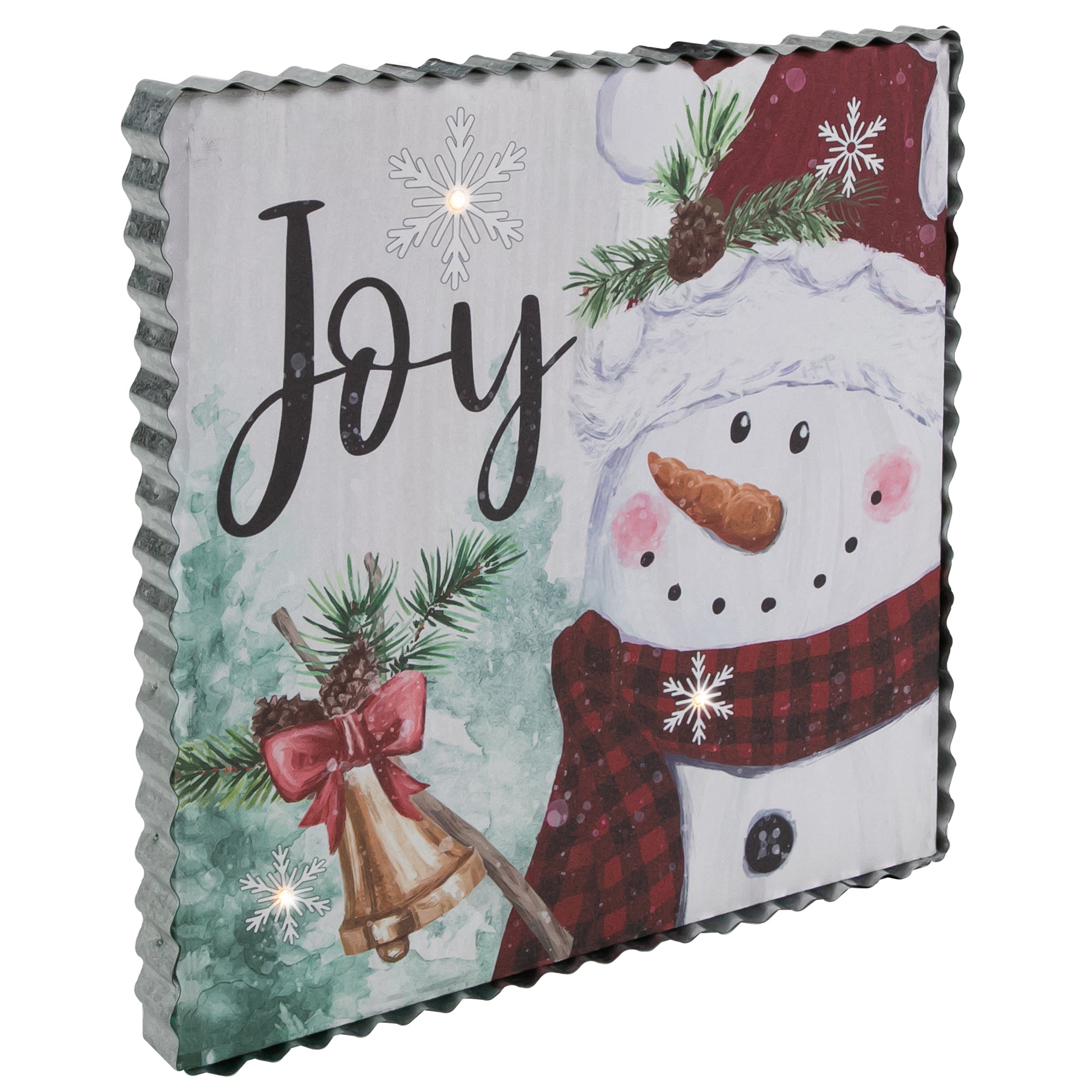 12" LED Lighted 'Joy' Snowman Christmas Canvas Wall Art