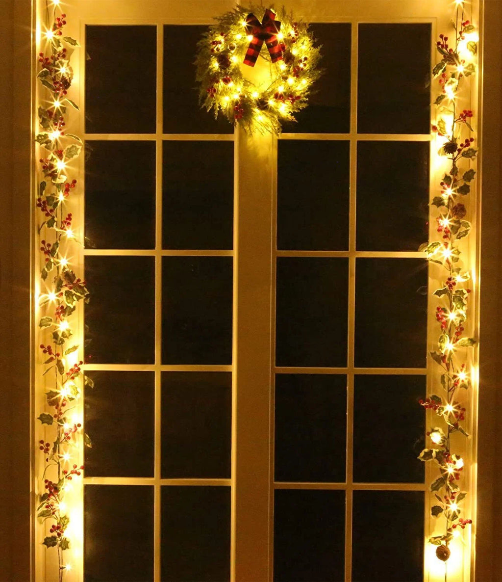 Christmas Garland with Lights Door Wreath Fireplace Christmas Decoration
