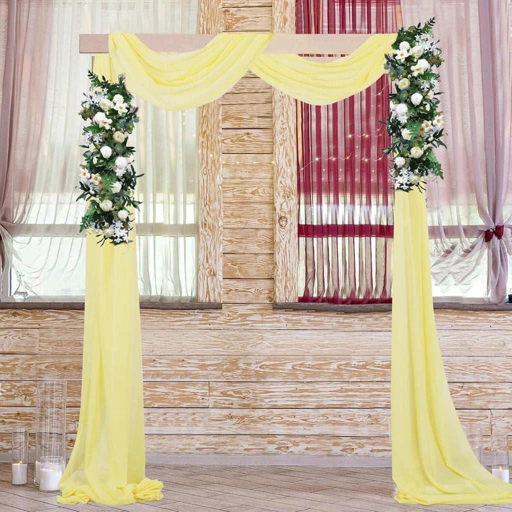 2 Panels 18FT Yellow Chiffon Wedding Arch Drapes | 6 Yards Sheer Fabric for Draping | Elegant Voile Decorations for Ceremony & Reception | Soft, Wrinkle-Free, Reusable