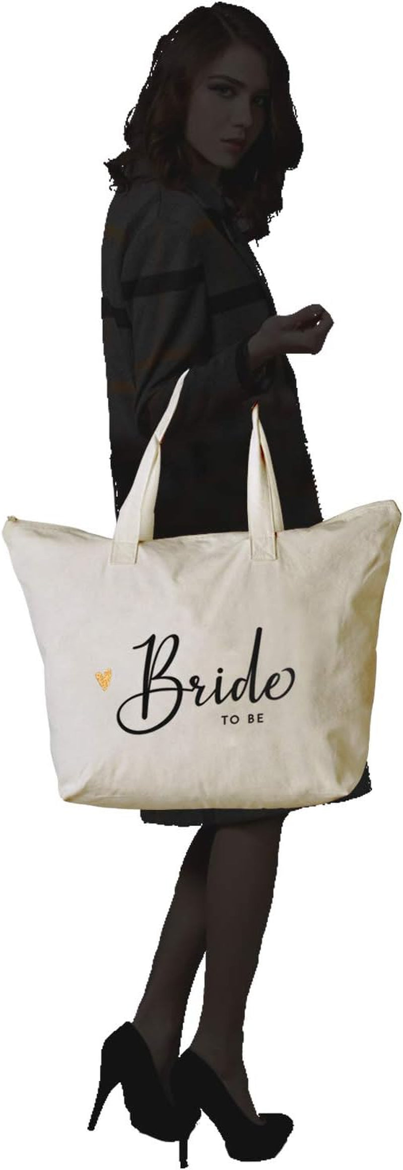 Bride to Be Gifts Wedding Gifts for Bride to Be Bag Bridal Shower Bachelorette Engagement Party Accessories Cotton Beach Canvas Shoulder Bag Tote with Zipper and Pocket