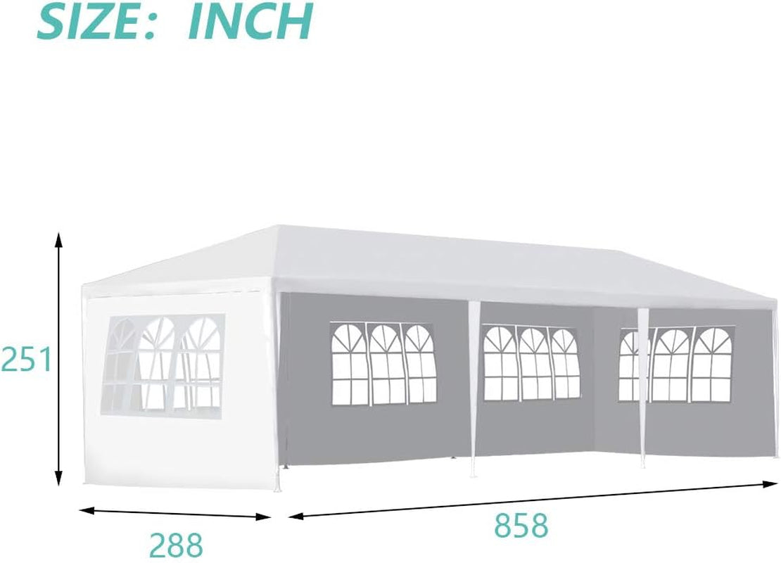 Gazebo Tent 10'X30' Canopy Tent Outdoor Gazebo Canopy Wedding Party Tent Heavy Duty Gazebo Pavilion, White (10X30Ft 5 Removable Sidewalls)